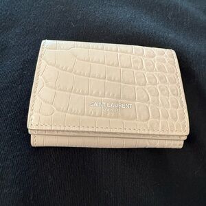 Saint Laurent Tiny Tri-fold Croc-Embossed Wallet
